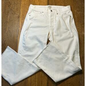 J.Crew Denim 9" Billie Demi Boot Crop Jeans Size 8/27 White Stretch Raw Hem